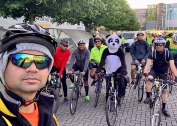 Earley Panda taking part in the Three Counties Cycle Ride