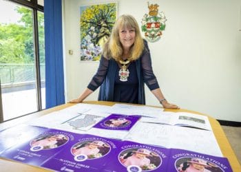 Cllr Caroline Smith with the congratulations cards Picture: Stewart Turkington