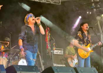 Oya Santana give a rocking tribute to Santana. Picture: Steve Smyth