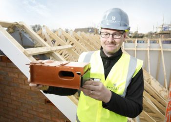 A swift brick is installed by David Wilson Homes, the company aims to install 7,000 of them by 2025, including at Ashridge Grange in Wokingham