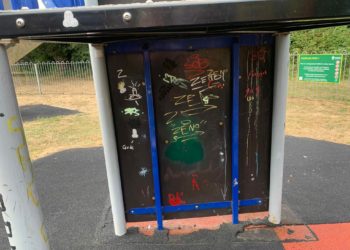 The park on Attwood Drive, Penrose Park was graffitied last week. Picture: Lynne Spearing