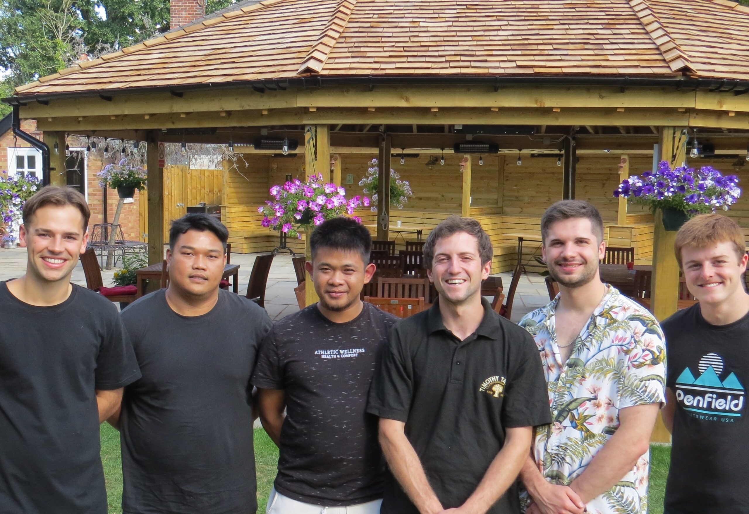 Staff at the refurbished Jolly Farmer: (from left) Max Burke, Oat Singtotong, Ben Garrett, manager Edward Lawrence, Tom Kendall and James Mahoney