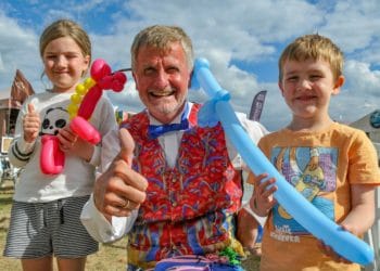Imogen, 6, and Joshua Howe, 3, with Mr. Muddle. Picture: Steve Smyth