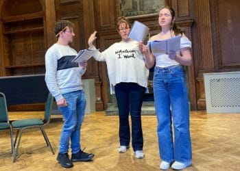 The cast of Hay Fever rehearsing Picture: South Hill Park