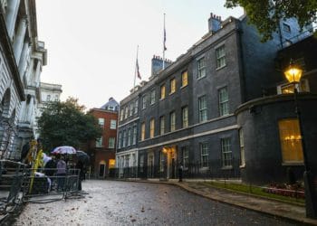 The Union Flag at Downing Street is flying at half mast this evening Picture: Rory Arnold / No10 Downing Stree