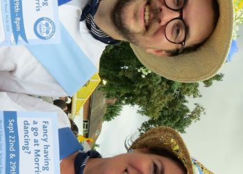 Rich Mason, of Wokingham, who has spent his first summer dancing with Hurst Morris People, with the side?s squire (leader) Karen Ricketts of Twyford. Picture Sue Corcoran