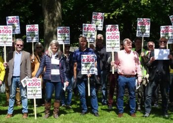 SOLVE Hall Farm protesters at the Univeristy of Reading's site on Saturday Picture: SOLVE Hall Farm