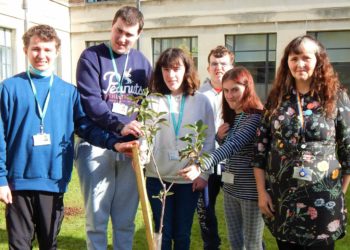 Students from the college are pleased and excited about the improvements to their produce garden. Picture: Emma Merchant