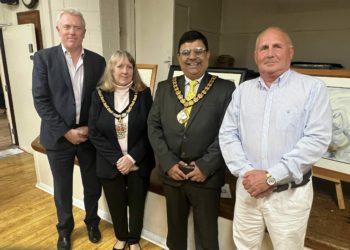 The opening of the art show drew support from local mayors, Cll Caroline Smith, Cll Ankur Shiv Bhandari, Cll Mike Sanderson and MP James Sunderland. Picture: Jenny Whalley