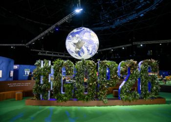 AS YOU WERE: The COP26 Globe at the Hydro. Photograph: Karwai Tang/ UK Government