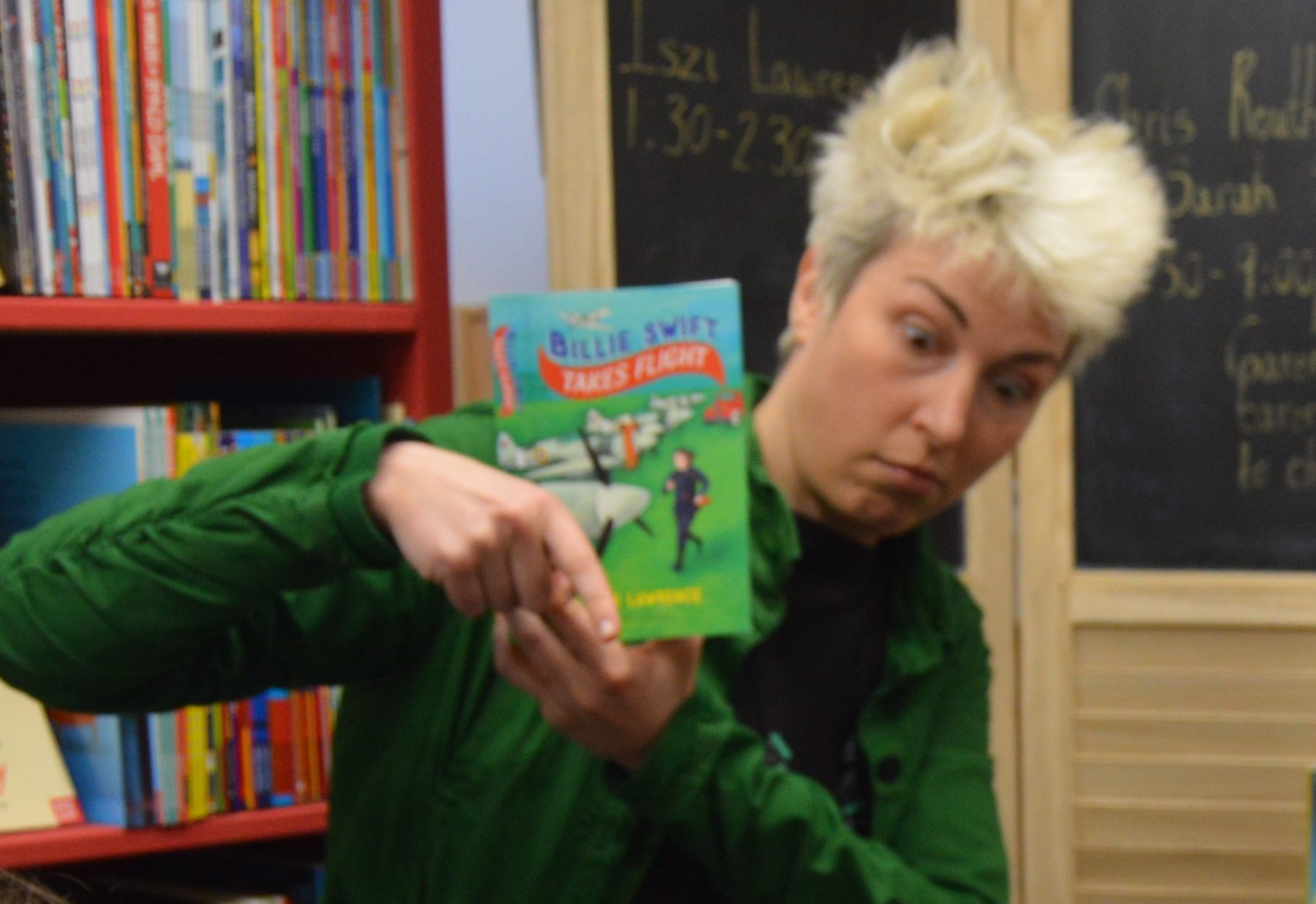 Chidlren at Fourbears Books in Caversham with Iszi Lawrence and AF Harrold Picture: Phil Creighton