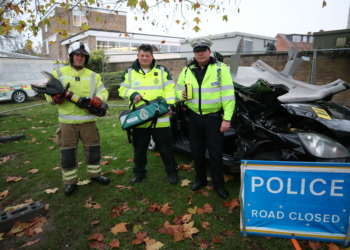 Operation Holly was launched at Wokingham Road fire station in Earley - all three emergency services have teamed up with one message this festive season - don't drink and drive Picture: Royal Berkshire Fire and Rescue Service