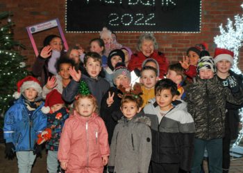 The children had the privilege of switching on the lights this year. Picture: Steve Smyth
