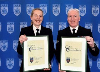 Sergeant Dom Mahon and PC Julia Stroud pictured with their awards. Picture: Courtesy of Thames Valley Police