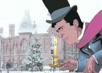 Rishi Sunak as Scrooge, outside a festive Wokingham Town Hall Picture: Charlie Simpson