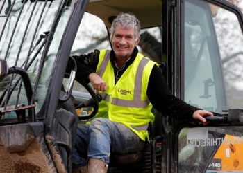 Telescopic forklift driver Frank Bates in his beloved forklift at Vistry Southern?s Catherington Park development