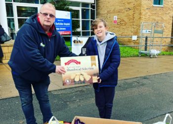 Dexter, 10, was on-hand to provide goodies to Royal Berkshire Hospital patients in the build-up to Christmas. Picture: Samantha Rosier