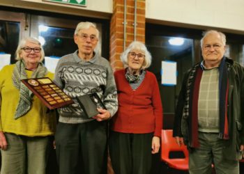 From left, Cllr Bridget Ditcham, Gerry Wise, Chris Wise and Cllr Roy Mantel, chair of Twyford Parish Council Picture: Natalie Burton