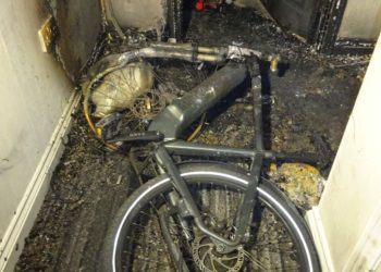 Damage caused by an exploding e-scooter battery Picture: Royal Berkshire Fire and Rescue Service