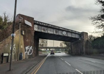 The railway bridge on the A4 London Road marks the divide between Reading and Wokingham. A three-month project to repaint the bridge will see lane closures for motorists Picture: Judith Creighton