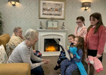 Parsons Grange care home residents read bedtime stories to children. Picture: Parsons Grange