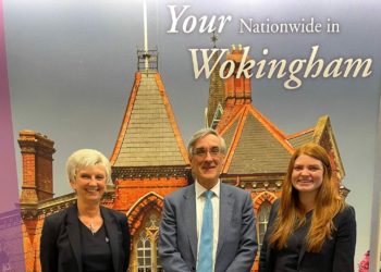 John Redwood MP is Morgan Milner, the Branch Manager and to the left is Lisa Harley, one of the branch?s Member Representatives.