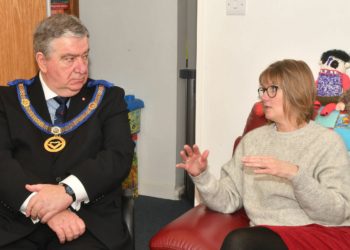 Masonic Charity Foundation (MCF) donates to Parents and Teachers Together (PACT)Image shows Iain Marnock, the Assistant Provincial Grand Master of the Berkshire Freemansons with Isabelle's mother, Paula.