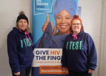 Sue Amer, client support at TVPS, and Jessica Harding, deputy CEO of TVPS, at a community testing session. Picture: Jake Clothier