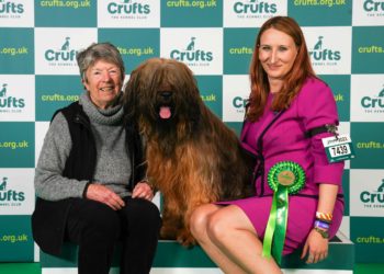 Toni Wescott-Smith and Pat Hartwell from Wokingham with Maisie, a Briard, which was the Best of Breed winner  Picture: BeatMedia/The Kennel Club