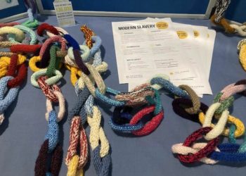 Chains knitted by members of the Mothers' Union remember victims of modern day slavery. Picture Emma Merchant