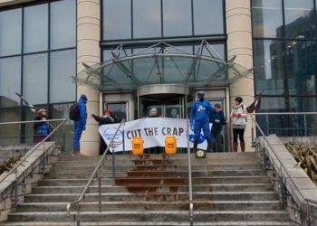 Protestors outside Thames Water HQ in Reading on Monday, March 13. Picture: Courtesy of Extinction Rebellion