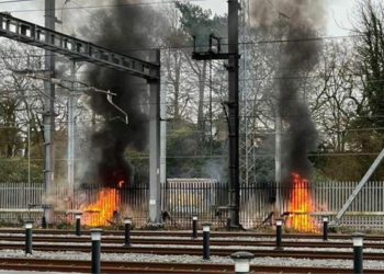 TRAIN services have been partly suspended and are seeing severe delays after a fire has broken out at Maidenhead train station. Picture: Network Rail