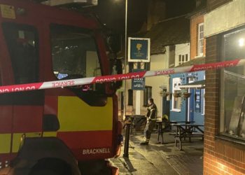 Fire crews put out a blaze at The Victoria Arms in Easthampstead Road in Wokingham Picture: Phil Creighton