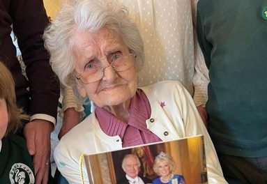 Stella Jacobs' 100th birthday celebration kicked off with a special message from King Charles III. Picture: Shinfield View