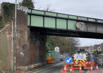 The railway bridge on the A4 London Road that divides Reading and Wokingham borough. A project to repair and restore the bridge has reached its halfway point Picture: Phil Creighton