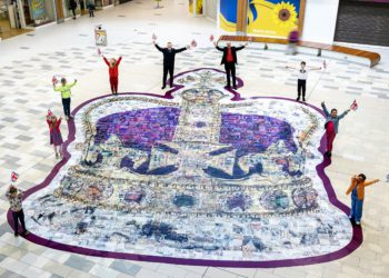 The Lexicon's Coronation crown, created from artwork submitted by shoppers and residents. It is on show until Mid May