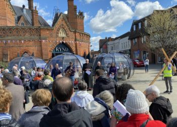 Churches Together Wokingham held a Good Friday procession from Wokingham Methodist Church in Rose Street to Corpus Christi Church in Sturges Road, stopping at Market Place for an act of witness Picture: Phil Creighton