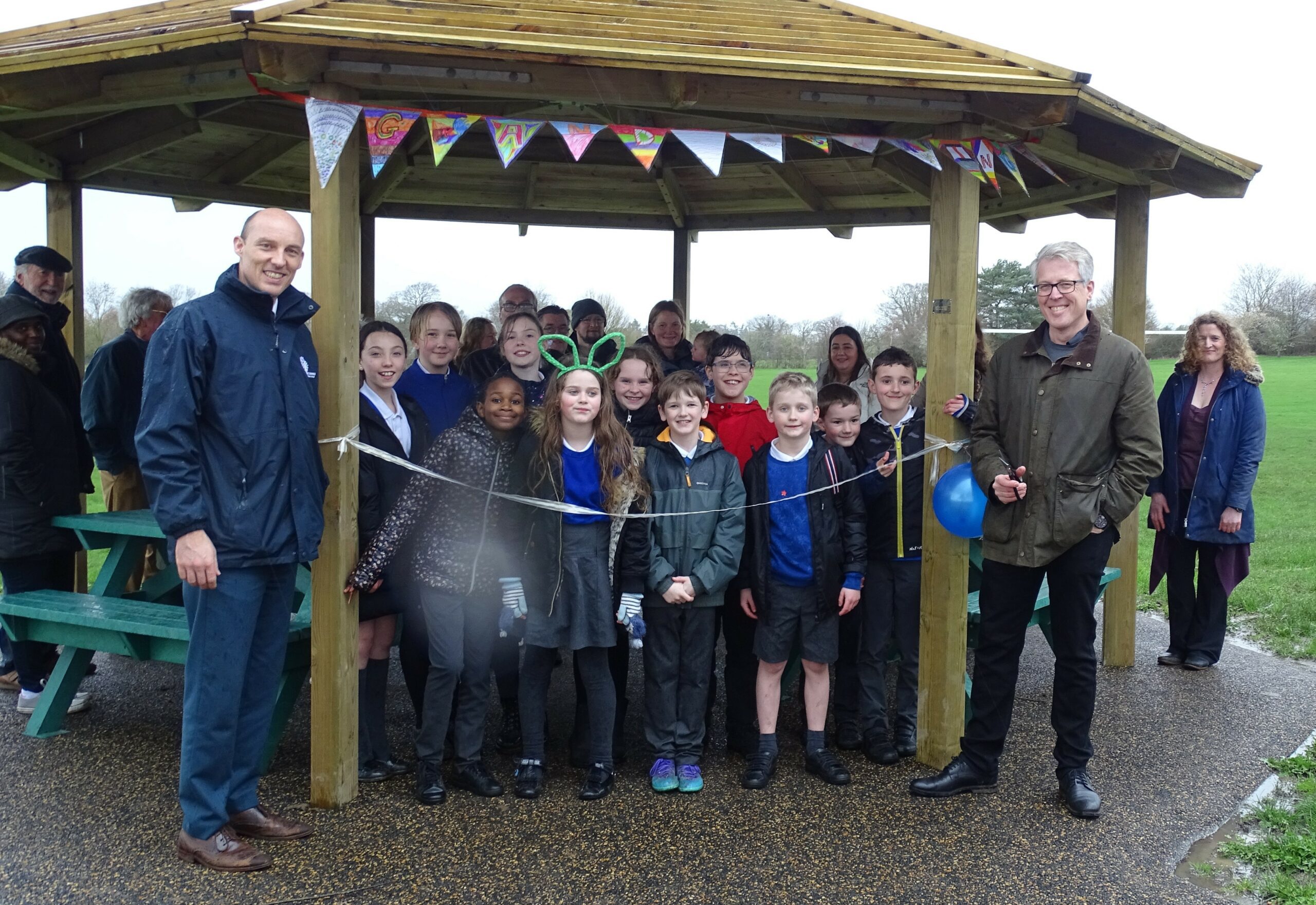 The children were given the honour of cutting the ribbon. Picture: Arborfield and Newland Parish Council.