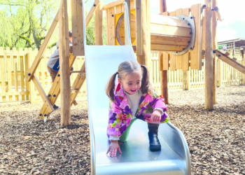 Vivienne, two, and Edward, six, enjoy trying out the new outdoor play area at Squire's Wokingham. Picture courtesy of Squires Wokingham