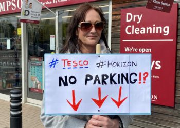 Stephanie Woods conducting her protest over a parking fine at the Wokingham branch of Tesco Picture: Phil Creighton