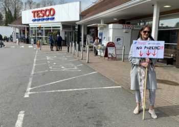 Stephanie Woods conducting her protest over a parking fine at the Wokingham branch of Tesco Picture: Phil Creighton