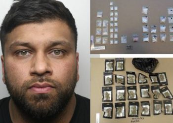 Mohammed Taalish Khan and some of the drugs seized from his BMW and home Pictures: Thames Valley Police