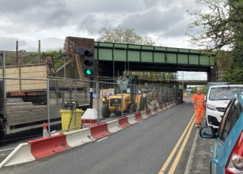 Both lanes should be open for vehicles once the scaffolding is removed. Picture: Emma Merchant