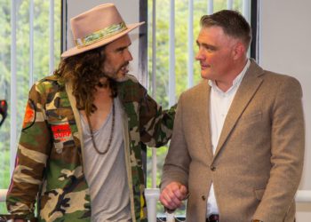 Russell Brand and Tony Attwood at the Hope and Vision Communities event in Bracknell. Picture: David Toney, Dee Tee Photography