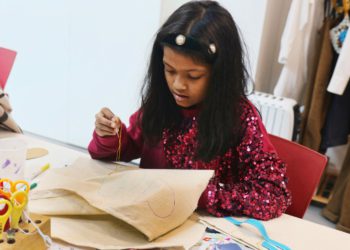 Aaminah (9) concentrating on her design. Picture: Dijana Capan/DVision Images