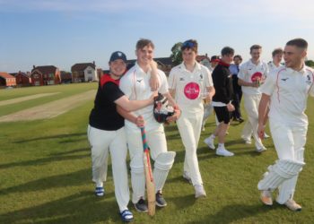 The teams come off after a fantastic contest. Picture: Shinfield Cricket Club