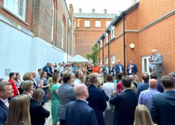 Blandy & Blandy's chairman and partner Nick Burrows gives a speech to celebrate the law firm's 290th anniversary