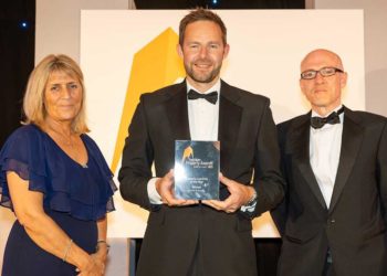 John Dingle (middle) and Paul Wilkinson (right) with one of the organisers of the  2023 Insider South East Property Awards