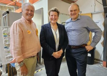 Liberal Democrats leader Sir Ed Davey with newly elected Somerton and Frome MP Sarah Dyke, with cllr Clive Jones, the Lib Dem parliamentary candidate for Wokingham. Picture: Liberal Democrats