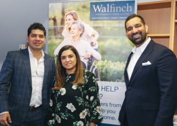 Ghizlane Tadili, owner of Walfinch home care service in Wokingham & Reading, (centre) with Walfinch CEO Amrit Dhaliwal (right). Picture: Walfinch